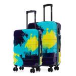 Nasher Miles Jet Set Go Real Hard-Sided Printed Luggage Setof2 Teal Indigo Trolley Bag(55&65cm)