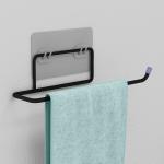 Plantex Self Adhesive GI Steel Napkin Ring/Towel Hanger/Towel Ring/Napkin Holder for Bathroom/Bathroom Accessories - Black (Pack of 3)