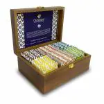 Octavius Assortment of Fine Black & Green Teas in Handcrafted Carved Wooden Gift Box - 90 Teabags