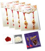 BHAKTI 2 SHAKTI MAKING WORSHIP SPECIAL Rakhi for brother and sister | Bhaiya Bhabhi ki rakhi | Fancy rakhi set for men and women with roli & akshat | Red Diamond Lumba Rakhi | Pack of 4 | With Chocolate Shots