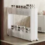 See Inside Multipurpose 2 Layer Slim Side Space Saving Storage Organizer Rack Shelf Plastic Kitchen Trolley  (DIY(Do-It-Yourself))