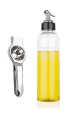 URBAN BUY Stainless Steel Lemon Squeezers With Plastic Oil Dispenser and Multicolour, (Pack of 2)