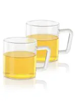 Borosil Vision Classic Delite Borosilicate Glass Drinkware Tea & Coffee Mug, Set of 2, 305 ML, Transparent