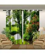 Pjdecor Multicolor Floral Polyester and Silk Window Curtain (5ft) 5009