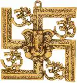 NAVYAKSH- Aaradhy Creations Brass Swastik Ganesh / Swastik Om Ganesh / Brass Ganesh Statue / Religious Idol / Wall Hanging Ganesh / Home Decor Show piece Gifts / Wall Sculpture / Modern Wall Art / Home - 23 cm (Metal, Gold)