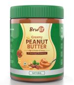 BruFit Natural Peanut Butter | 30g Protein | Unsweetened Healthy Nut Butter Spread with NO added Sugar | No-Cholesterol & Gluten | Zero Tans Fat | Creamy Peanut Butter (420 GM)