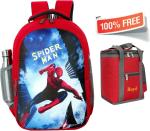 Bayo Spiderman 18 inch 47cm For 1st std-5th std Lightweight school Bag+Lunch Bag Free 35 L Laptop Backpack |Red