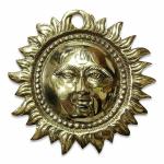 Shubh Sanket Vastu Brass Idol of Sun Face Wall Hanging for Positivity at Home & Office - 6 Inches