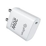 pTron Volta FC18 20W PD Charger, Fast Charging, Single Port, Power Delivery Compatible & BIS Certified (White)