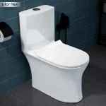 Plantex Commode for Toilet/Ceramic Western Commode/One Piece Western Toilet with Soft Closing Toilet Seat - S Trap (Topic, White)