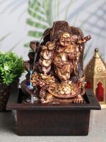 VIVARS CRAFT Laughing Buddha With Coins Tabletop Waterfall Fountain With Led Light
