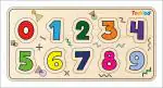 TodFod Wooden English Number Puzzle Toy for Kids & Children, 0 to 9 Number 10 Pcs with Knob, Multicolor Pictures, Educational and Learning Boards