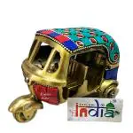 ARTSIKIA Brass Auto Rickshaw | Handcrafted Brass Indian Vehicle | Passenger Tempo | Showpiece/Home Decor/Stone Work Finish | L x W x H - 12.7 x 6.4 x 7.6 cm, Wt. - 0.5 Gm