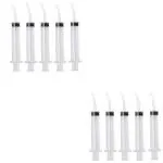 Sage Square 10Pcs Disposable Dental Irrigation Utility Syringe With Curved Tip For Dental Care