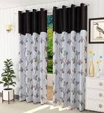 THDE Polyester Window Fancy New Floral Stylish Printed Curtain,Brown ,Long Door 9-feet,Pack of 1