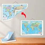 GO WOO SMALL - 100 SOUTH AMERICA POLITICAL OUTLINE MAP FOR SCHOOL and 2 IN 1 WORLD POLITICAL AND PHYSICAL MAP IN ENGLISH | Combo of 2 Maps |