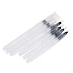 Qatalitic Plastic Water Brush Pens-Set Of 6 Different Sizes (3 Round Tips&Amp;3 Flat) Both In Fine,Medium&Amp;Large - Great For Watercolor Paints,Illu