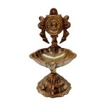 VRINDA METAL ART Pure Brass Chakra Aarti, Deep, Deepak, Diya for Pooja Purposes, Diwali Festival Temple Decoration (Small)