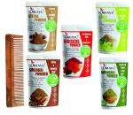 OREAYU Organic Natural Combo Hibiscus/Amla/Bhringraj/Reetha/Shikakai/Neem Wood Comb (Each 100g)
