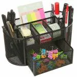 JUPREV Metal Mesh Desk Organizer, Pen Stand, Pen Holder, Long lasting and Durable (Big Size) 1 PC Black