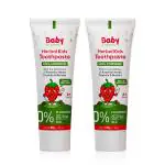 Baby Organo Fluoride Free Herbal Kids Strawberry Flavor Toothpaste Protect from Cavity 50gm Pack 2