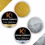 KINDED Golden and Greyish Silver Powder Loose Shimmer Glitter Eyeshadow for Women - Pack of 2, Each Pack 3 g