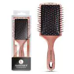 Majestique Chrome Plated Copper Paddle Hair Brush | Detangles Thick Hair with Ease | Gentle Ball-Tipped Bristles | Smoothens and Prevents Frizz | Ideal for Women & Men - 1Pc/Rose Gold