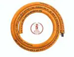 Hindflame 1.5 Meter LPG Rubber Hose Pipe with 3 Layer Steel Wire Protection , ISI Certified (Orange) suitable for LPG & PNG