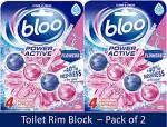 Bloo 4In1 Power Active Toilet Rim Block Flower, 50 G Each (Pack Of 2)