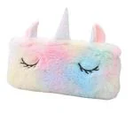 Jellify Multicolor Synthetic Unicorn Rainbow Fur Pouch Pencil Case For Kids