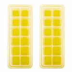 BHOJAL Pop Up Ice Cube Trays with Lid andEasy Release Flexible Silicone Bottom, (Yellow),(Pack of 2)