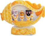 Real Sprituality Whigte, Yellow Marble Jagannath Religious Idol - 9 Cm