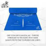 Grip 36 Inches X 78 Inches, 12MM Thickness, Blue Color, Mandala Alignment Design Yoga Mats For Men & Women.