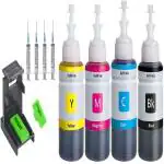 ZOKIO Refill Kit Use For HP 805, 803, All HP Cartridge 70ml Each bottle Black + Tri Color Combo Pack Ink Bottle