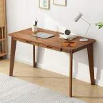 MTANK Study Table Home Office 2 Drawer Laptop Computer Living Room Wood Table, Writing Desk for Home and Office Made of Sheesham Wood Bedside (Beige,Walnut)