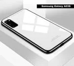 Zybux Samsung Galaxy A03s White Glass and Silicon Mobile Back Cover