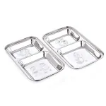 Expresso Heavy Duty Stainless Steel Round New Dinner Plate w/ 2 Sections Divided pack of 2