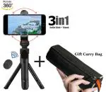 BUFONA 3in1 Multi-Purpose Selfie Stick Stand with Wireless Detachable Remote -XT01 Travel Tripod Stand Flexible Handheld Selfie Stick Holder+Carry Pouch