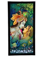 BM TRADERS Vinyl Radha Krishna with Black Border Unframed Sparkle Wall Sticker Poster (20 x 40 inch)