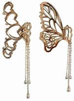ACCESARS Korean Style Pearl Metal Hair Clutcher Golden Heart with tussle hair Claw Clip Hair Accessories For Women Girls (2 Pcs)