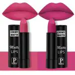 PERPAA Creamy Matte Lipstick Combo Set Of 2 Bright Long Stay Intense Color 3.5gm Each|Pink Fusion,Pink Berry