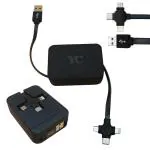 YellowCult 3-In-1 Micro Usb Charging Cable Hub, Lightning To Usb Cable, Type C Sync Fast Charging Cord Compatible With Android Phones, Smartwatch, Macbook 2020, Type-C Iphone - Rogue Black