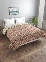 MORADO Poly Cotton 210 TC Double Bed Size Reversible Duvet Cover/Quilt Cover/Rajai Cover/Blanket Cover with Zipper (90x100 Inches, Flower Bucket flower Shop)