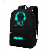 Toil Moil Polyester Music 15 Ltrs Casual School Bag College Backpack for Boys and Girls (Black)