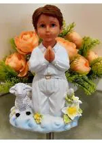 Breeze Handicrafts Imported Statue of Holy Communion Kid for First Communion Gifts Showpiece Figurine Medium Size (Holy Communion Boy with Sheep)