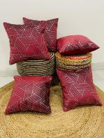 WEAVERLY Foil Strip Velvet Printed Cushion Covers| Maroon Color| 16x16 Inches| Set of 5| Soft Velvet Cushion covers| Attractive Cushion Covers| Striped decorative pillow cover for sofa, couch with premium fabric