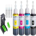 TEQUO ink for HP cartridge 901 802 680 805 803 802 And Canon CL 99 PG 810 CL 811 PG 88 Black + Tri Color Combo Pack Ink Bottle