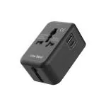 One Beat Worldwide Universal Travel Adapter with Type C, USB A Ports (2.4A Smart Plug Charging) - All-in-One, 100V-250V Plug - International Plug Adapter for Cell Phones, Tablets, Camera