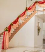 SPECIALYOU.IN cloth for decoration| Wedding Decoration Items| Red & Dusky Pink Cloth for Wedding Decoration| Wedding Stairs Decoration| Mehendi Backdrop Decoration| - 2 pcs