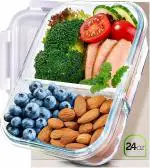 RIOMTRIC Glass Lunch Box Containers Tiffin 1000 ML 2 Partition/Compartment Lunch Box PACK OF 1